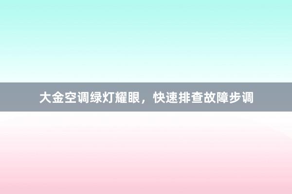 大金空调绿灯耀眼，快速排查故障步调